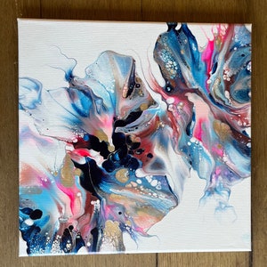 Original, acrylic pour painting, fluid art, abstract wall art on 12 x 12 canvas