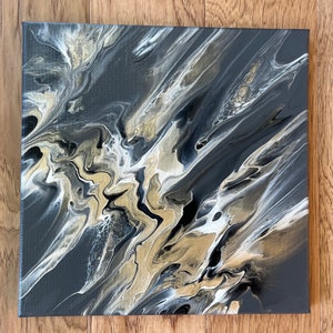 Original, acrylic pour painting, fluid art, abstract wall art on 12 x 12 canvas