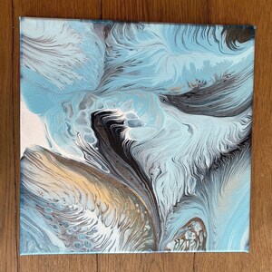 Original acrylic pour painting, Abstract fluid art, wall art on 12 x 12 canvas