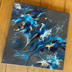 Original acrylic pour painting, Abstract fluid art, wall art on 12 x 12 canvas