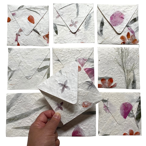 10 Envelopes (10 x 10 CM) Random Assort Real Leaf and Flower Inclusion Handmade Mulberry Paper Wedding Special events Sunne Tropical