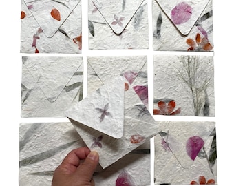 10 Envelopes (10 x 10 CM) Random Assort Real Leaf and Flower Inclusion Handmade Mulberry Paper Wedding Special events Sunne Tropical