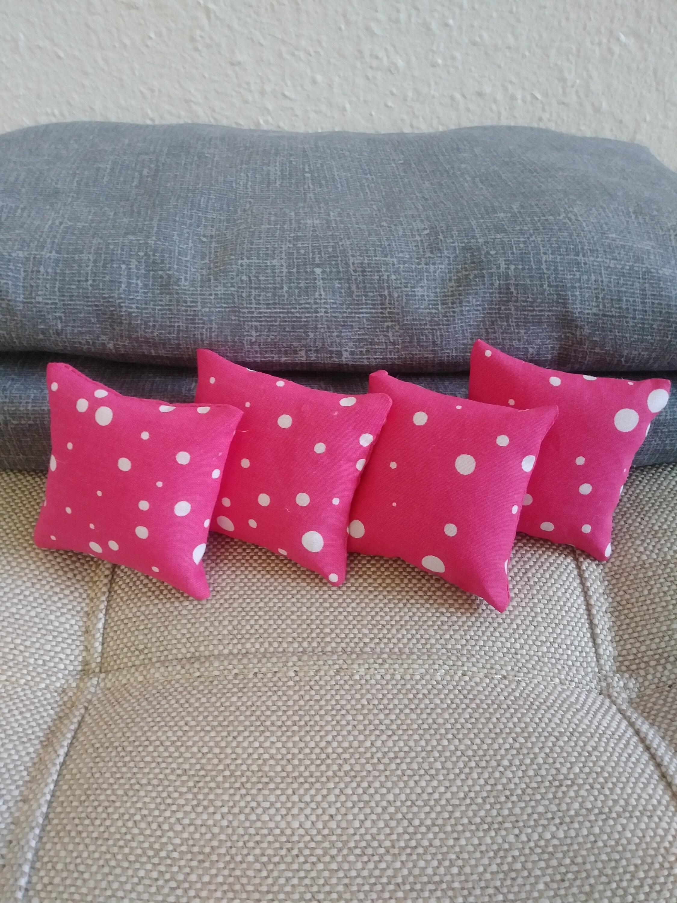 4pc Bright Pink Fuchsia Pattern Throw Pillow Set Made for 1:6 Scale 12 ...