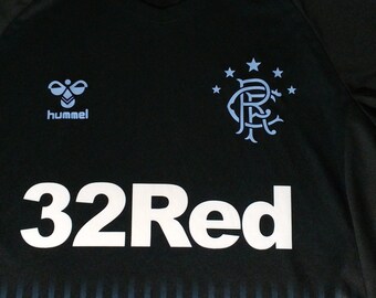 Vintage Glasgow Rangers 2019/2020 Domicile Maillot de Foot M Hummel Bande Haut