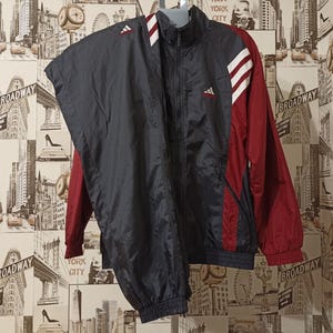Tuta sportiva da uomo Adidas vintage anni '90/'00, stile running, allenamento, calcio, hip hop, taglia M/L GB 40/42