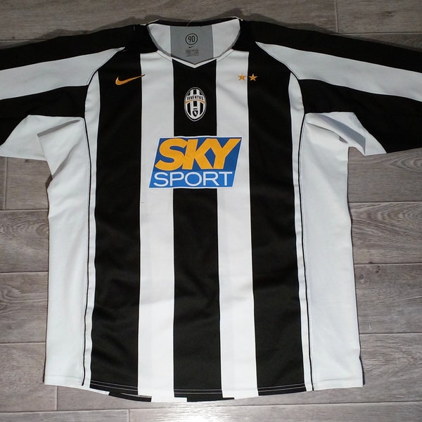 Vintage Juventus FC JFC Italia Italy nike 2004 2005 white black men's sports soccer football uniform shirt jersey knitwear maglietta size XL