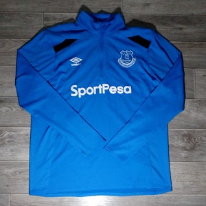 Everton FC EFC England umbro blue white soccer football men&#39;s sports summer thin pullover uniform shirt jersey knitwear long sleeve size XL