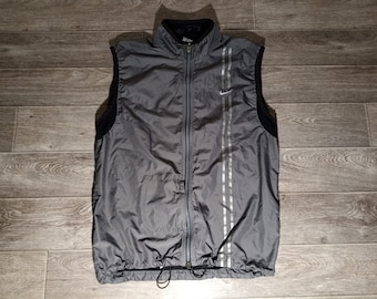 Vintage 90s/00s Nike Navy Blue Full Zip Swoosh Windbreaker Vest