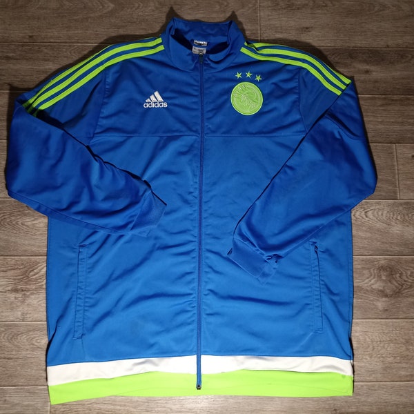 AFC Ajax Netherlands adidas 2015/16 blue green training sports men's soccer football jacket tracksuit jersey uniform knitwear size 2XL