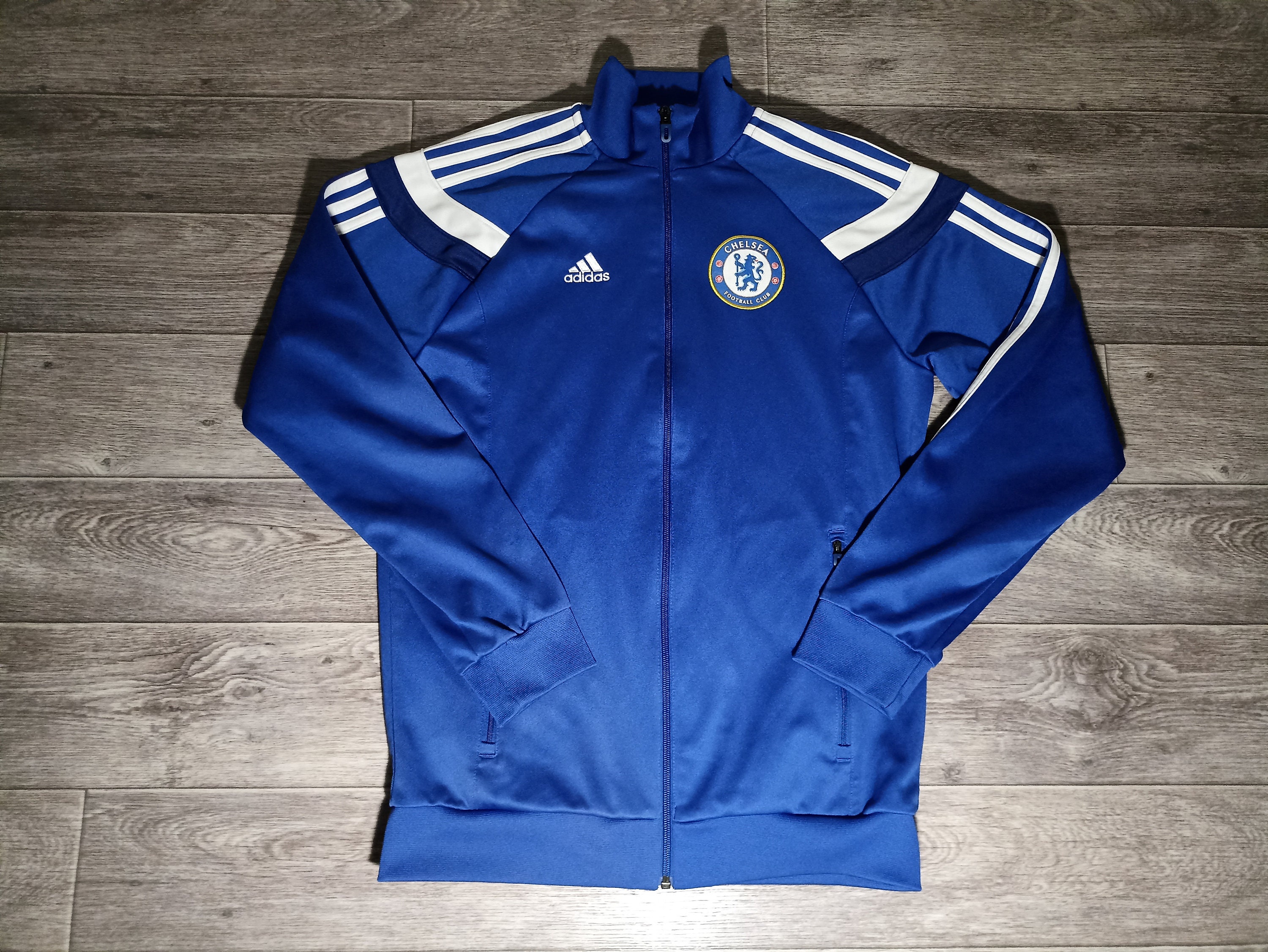 Chelsea FC CFC CHE England Adidas 2014/15 Blue White Men's Sports Soccer  Football Jacket Tracksuit Shirt Jersey Uniform Knitwear Size S 