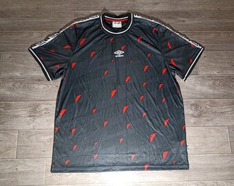 Vintage style men's football sports training multi-colored umbro uniform shirt jersey knitwear size 2XL
