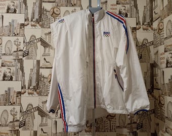 Vintage 2000s men's athletic running soccer colors of France blue red white jacket pants tracksuit jersey size L/XL UK 42/44 height 180-186