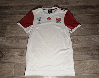 Selección nacional de Inglaterra rugby fútbol RFU Gran Bretaña Inglés Canterbury Copa del Mundo 2019 rosa uniforme deportivo para hombre camiseta talla S