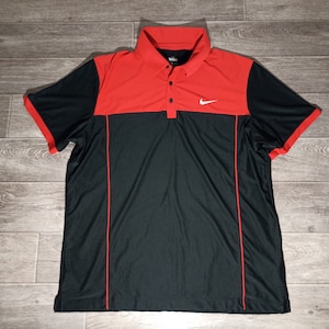 Nike red black tennis polo men&#39;s training sports uniform shirt jersey knitwear size XL