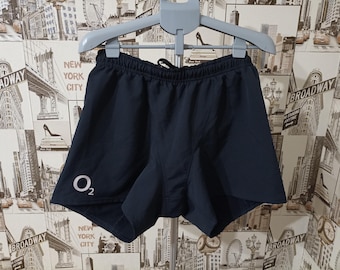 Camiseta Nike vintage de rugby de los años 2000 para hombre, de entrenamiento deportivo, de fútbol, azul marino, con pantalones cortos, talla XL