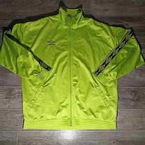 Vintage umbro 1990s light green blue summer men&#39;s sports soccer training jacket tracksuit jersey wear size L/XL