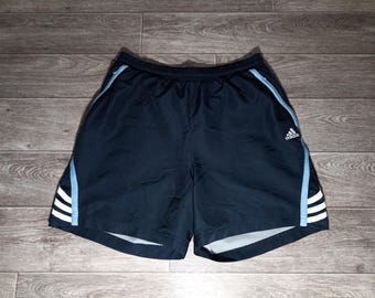 Pantalón corto deportivo adidas vintage de fútbol para hombre, de entrenamiento, running, azul marino, con bolsillos, jersey de punto, talla S/M, 2005/06