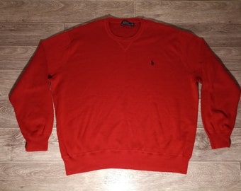 Vintage Polo Ralph Lauren warme weiche Kleidung Wochenende Herren classic rot Pullover Sweatshirt Shirt Jersey XL/2XL Höhe 170-175 cm