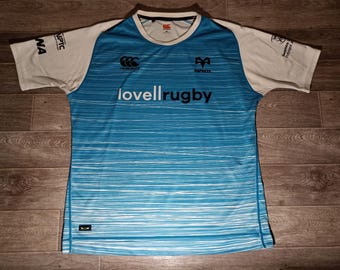 Camiseta deportiva de fútbol para hombre azul y blanca del equipo de rugby de Ospreys Gales Canterbury 2018/19, talla 4XL