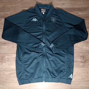 Leeds United FC LUFC England kappa 2018/19 navy blue-green soccer football men&#39;s sports jacket sweatshirt uniform jersey knitwear size 2XL