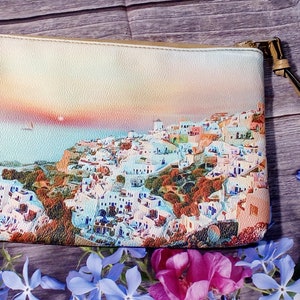 Cómoda cartera de mano para mujer / cartera de playa para guardar dinero, llaves, inodoro, agua y otros accesorios / cartera con hermoso paisaje de mar y océano