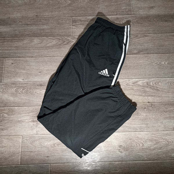 Vintage adidas 1990s men's training sports black white pants uniform jersey wear size M/L GB/UK 34