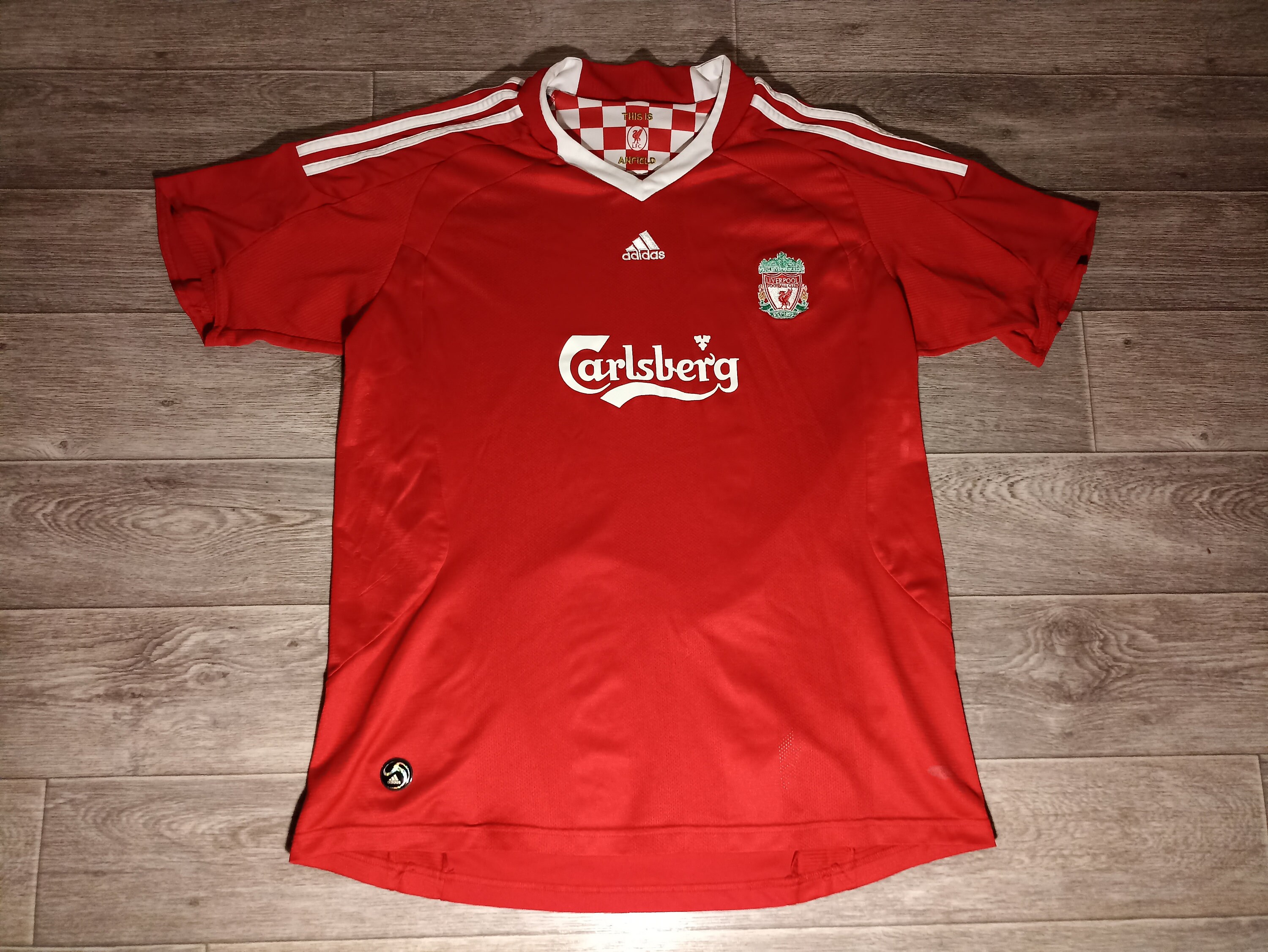 Vintage 90s Polyester Black Liverpool Carlsberg Football Shirt