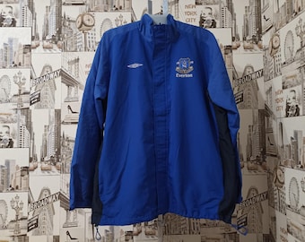 Vintage Everton FC England Umbro 2000s Blau Fußball Fußball Sport Herren Jacke Windjacke Trikot Größe 2XL