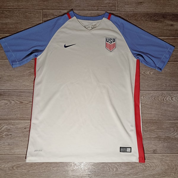 USA America national football team nike 2016/17 white blue boy's soccer sports uniform shirt jersey knitwear size teenage youth XL 13-15 yrs