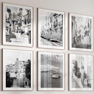 Ibiza Spanien Schwarz-Weiß-Fotografie 6-teiliges Wandbild – Ibiza Set von 6 Drucken – Wohnung Dekor Reise Digitaler Download Galerieposter
