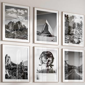Colorado Springs CO Set minimalista di 6 stampe – Colorado USA Foto in bianco e nero 6 pezzi Wall Art – Poster da viaggio con download istantaneo