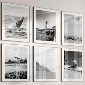 Cape Cod Massachusetts minimalistisches 6er-Set Prints – Cape Cod Schwarzweißfoto 6-teiliges Wandkunst-Reise-sofortiger Download Galerieposter