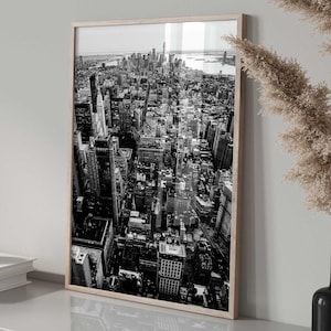 Manhattan New York City Minimalistischer Druck – Manhattan New York City Schwarz-Weiß-Fotowandkunst – Reise-sofort Download Galerieposter