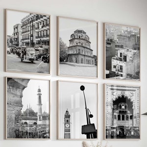 Lucknow India Minimalist Set of 6 Prints – Lucknow India Black and White Photo 6 Piece Wall Art – Travel Instant Download Gallery Posters