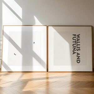 Wallis y Futuna Square Fotografía en blanco y negro Arte de pared de 2 piezas – Impresión de mapas Conjunto de 2 impresiones Galería de descarga digital Pósteres Decoración de pared
