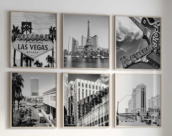 Las Vegas Nevada Square Black and White Photo 6 Piece Printable Wall Art – Las Vegas Nevada Set of 6 Prints Trendy Digital Download Gallery