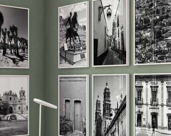 Zacatecas Mexico Minimalist Set of 8 Prints – Zacatecas Mexico Black and White Photo 8 Piece Wall Art – Travel Instant Download Posters Gift