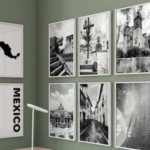 Mexiko Schwarz-Weiß-Fotografie 8-teilige Wandkunst - Mexiko Map Print Set von 8 Prints - Digital Download Galerie Poster Wanddeko Geschenk