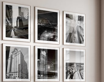 Houston Texas Set of 6 Prints – Houston Texas Black and White Photo 6 Piece Wall Art – TX Printable Travel Digital Download Gallery Posters