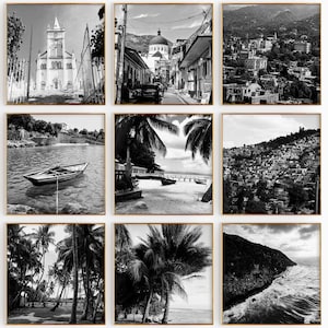 Haiti Quadrat Schwarz-Weiß-Fotografie 9-teilige Wandkunst - Haiti Ästhetik Set von 9 Drucken Digitaler Download Galerie Poster Wanddeko Geschenk