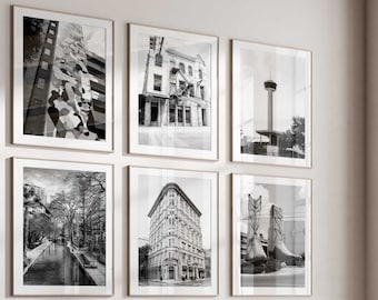 San Antonio Texas Set of 6 City Prints – San Antonio TX Black and White 6 Piece Wall Art Prints – Digital Download Photo Gallery Set Gift |