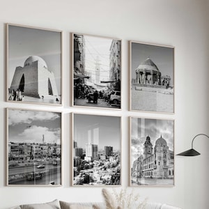 Karachi Pakistan Black and White Photo 6 Piece Wall Art – Karachi Pakistan Set of 6 Prints – Karachi Travel Digital Download Gallery Posters