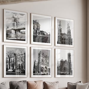 Covington Kentucky Black and White Photo 6 Piece Wall Art – Covington Kentucky Set of 6 Prints – Travel Digital Download Gallery Art Posters