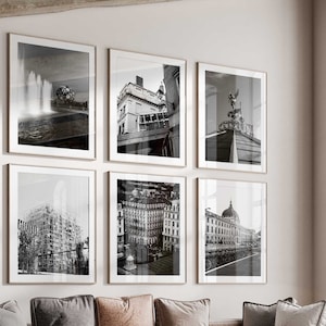 Lyon Francia Conjunto minimalista de 6 impresiones – Lyon Francia Foto en blanco y negro 6 piezas Arte de pared – Viaje Descarga instantánea Galería Pósters Regalo