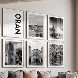 Ensemble minimaliste de 6 impressions Oran Algérie – Oran Algérie photo en noir et blanc 6 pièces d'art mural – Voyage Téléchargement instantané Galerie Posters Cadeau