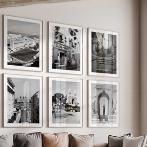 Marseille France Minimalist Set of 6 Prints – Marseille France Black and White Photo 6 Piece Wall Art Travel Instant Download Gallery Poster
