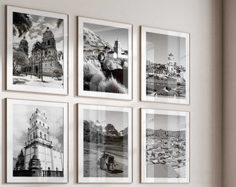 Bolivia Black and White Photo 6 Piece Printable Wall Art – Bolivia Set of 6 Prints – Living Room Trendy Digital Download Gallery Home Decor|