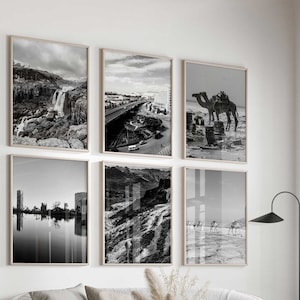 Éthiopie, photo noir et blanc, 6 pièces d'art mural – Ensemble de 6 impressions Éthiopie – Posters de galerie de voyage en téléchargement numérique – Décoration Éthiopie