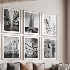 Toulouse France Minimalist Set of 6 Prints – Toulouse France Black and White Photo 6 Piece Wall Art Travel Instant Download Gallery Posters