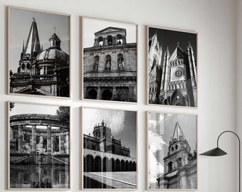 Guadalajara Mexico Black and White Photo 6 Piece Printable Wall Art – Guadalajara Mexico Set of 6 Prints – Trendy Digital Download Gallery